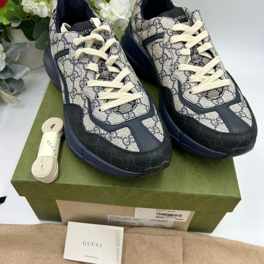 Men's Gucci, GG supreme Rython sneakers size 11.5 made in Italy - Picture 4 of 10
